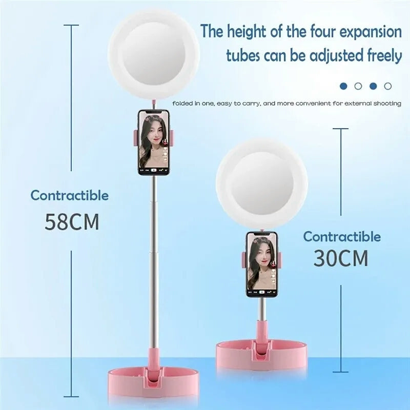Selfie Ring Light med Makeup Speil & Telefon Holder Kit Skanto