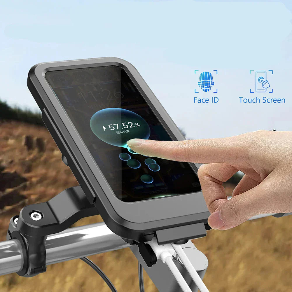 RideCharge Pro – Vanntett telefonholder med USB og 15W trådløs lading for sykkel og el-sykkel | Skanto