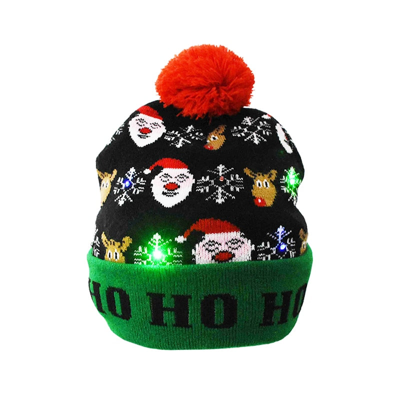 Skanto | 🎅LED Jule Strikkede Luer Lys opp Jule Beanie