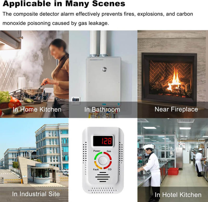 Skanto | Gasslekkasje Karbonmonoksid CO2 Detektor Alarm for Hjemmet