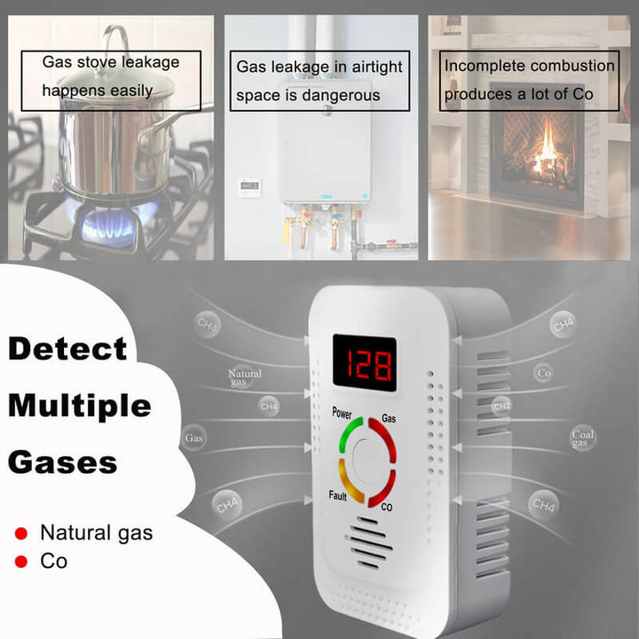 Skanto | Gasslekkasje Karbonmonoksid CO2 Detektor Alarm for Hjemmet