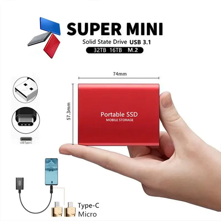 SSD Ekstern Harddisk Harddisk Lagring SSD 1 2 4 8 12 16 32 64 TB Ekstern | Skanto
