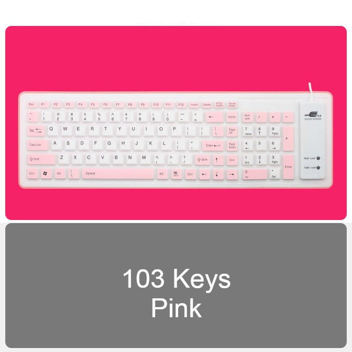 Skanto | Rull-opp Silikon Fleksibel Tastatur, med USB Kablet, Vanntett Belegg & Stille Skriving