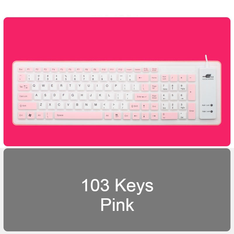 Skanto | Rullopp Silikon Fleksibel Tastatur, med USB Kablet, Vanntett Belegg & Stille Skrivning