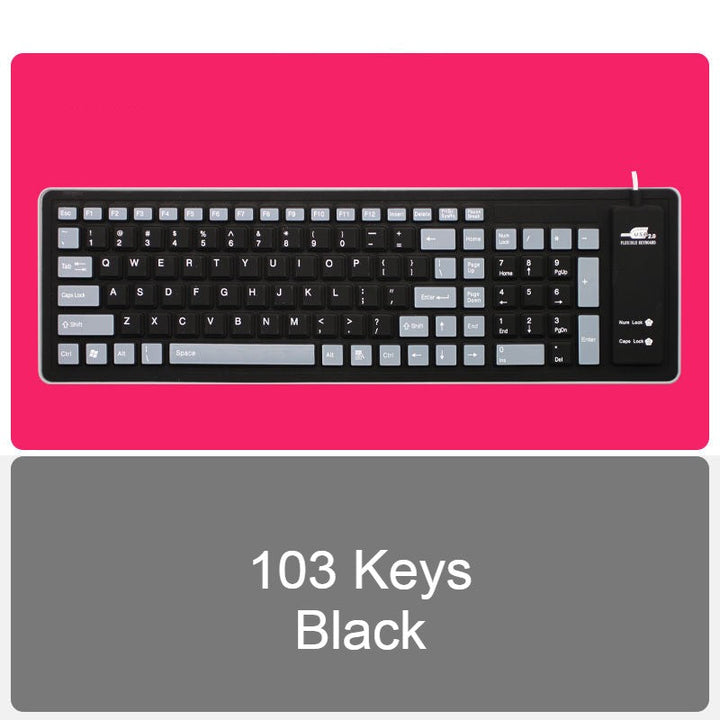 Skanto | Rullopp Silikon Fleksibel Tastatur, med USB Kablet, Vanntett Belegg & Stille Skrivning