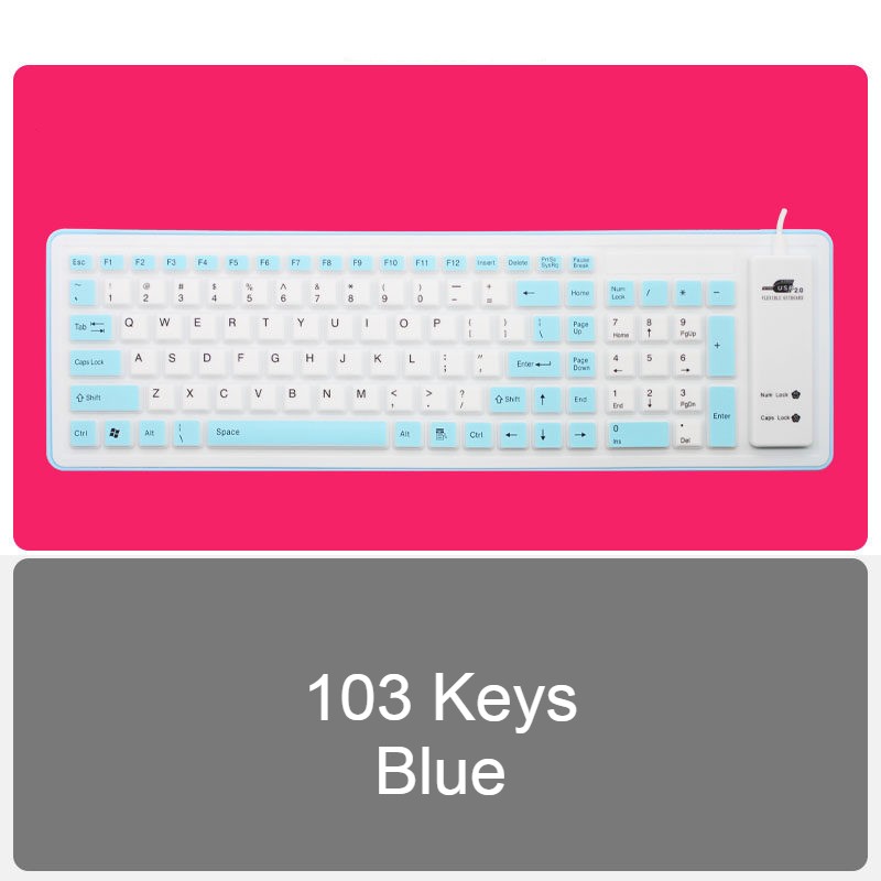 Skanto | Rull-opp Silikon Fleksibel Tastatur, med USB Kablet, Vanntett Belegg & Stille Skriving