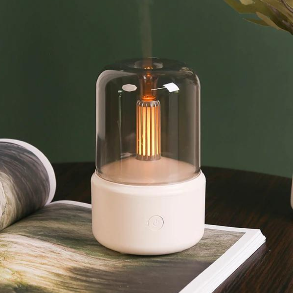Skanto | Retro Aroma Diffuser med Nattlys - USB Essensiell Olje Luftfukter for Hjem og Kontor