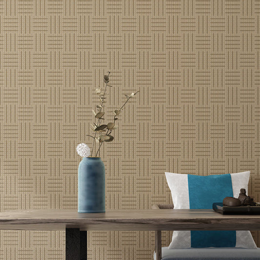 Norvo | 33' X 20.5" Gress stoffer tapet rull for soverom Asia inspirert veggdekorasjon i nøytral farge, smussavvisende