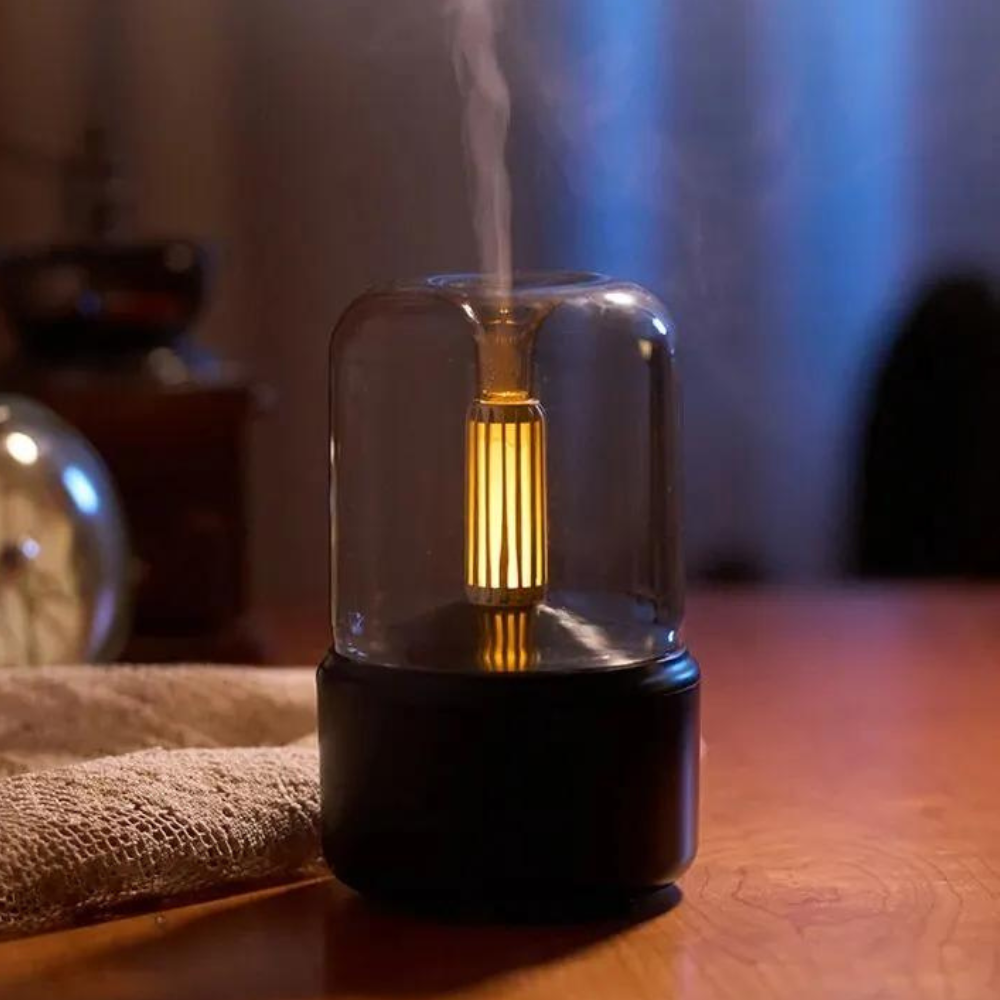 Skanto | Retro Aroma Diffuser med Nattlys - USB Essensiell Olje Luftfukter for Hjem og Kontor
