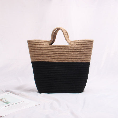 High-quality woven basket bag with sturdy short handles Skanto