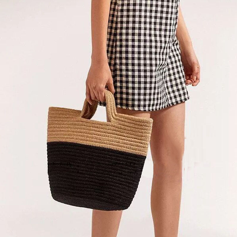 High-quality woven basket bag with sturdy short handles Skanto