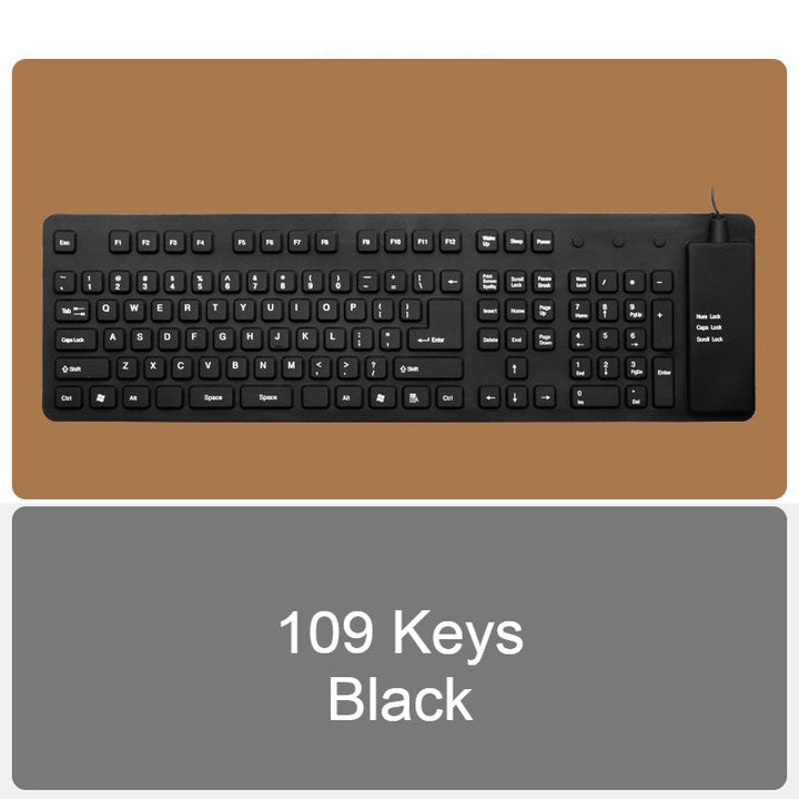 Skanto | Rullopp Silikon Fleksibel Tastatur, med USB Kablet, Vanntett Belegg & Stille Skrivning