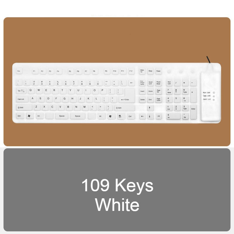 Skanto | Rullopp Silikon Fleksibel Tastatur, med USB Kablet, Vanntett Belegg & Stille Skrivning