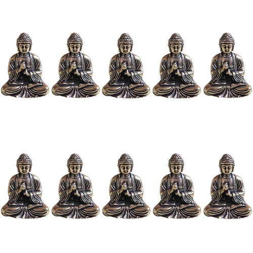 Skanto | 10 deler mini messing sittende Buddha statue figur for reise buddhisme tilbedelse hjem kontor skrivebord dekorasjon