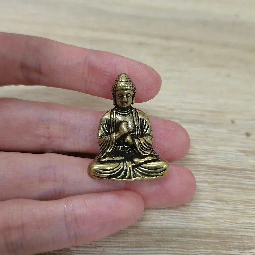 Skanto | 10 stk Miniatyr Messing Sittende Buddha Statue Figur for Reise Buddhism Tilbedelse Hjemmekontor Skrivebords Dekorasjon