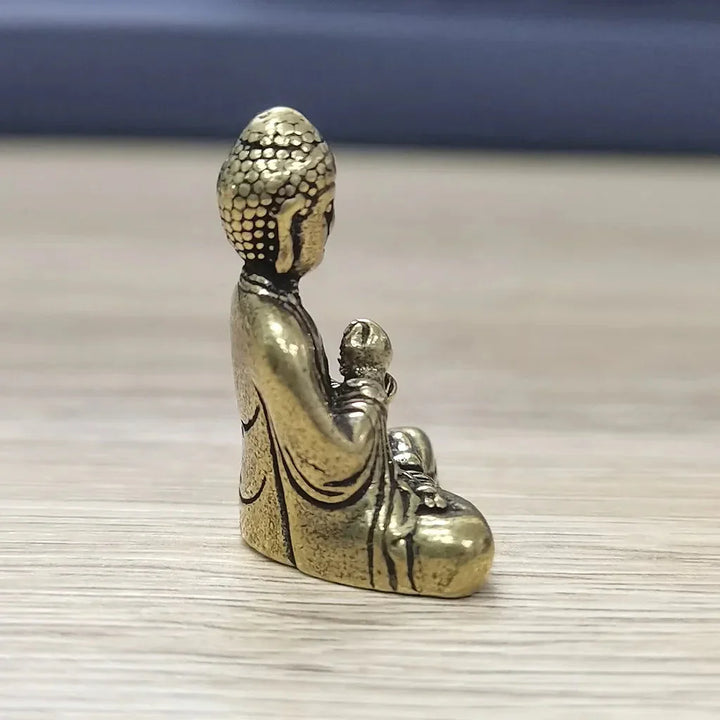 Skanto | 10 deler mini messing sittende Buddha statue figur for reise buddhisme tilbedelse hjem kontor skrivebord dekorasjon