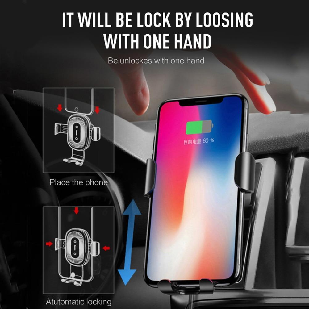 Skanto | 10W QI trådløs hurtiglader bilmontering holder stativ for iPhone XS Max Samsung S9 for Xiaomi MIX 2S Huawei Mate 20 Pro Mate 20 RS