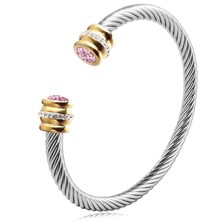 Skanto | Personlig Tilpasset Fødselsstein Ends Twist Cuff Armbånd