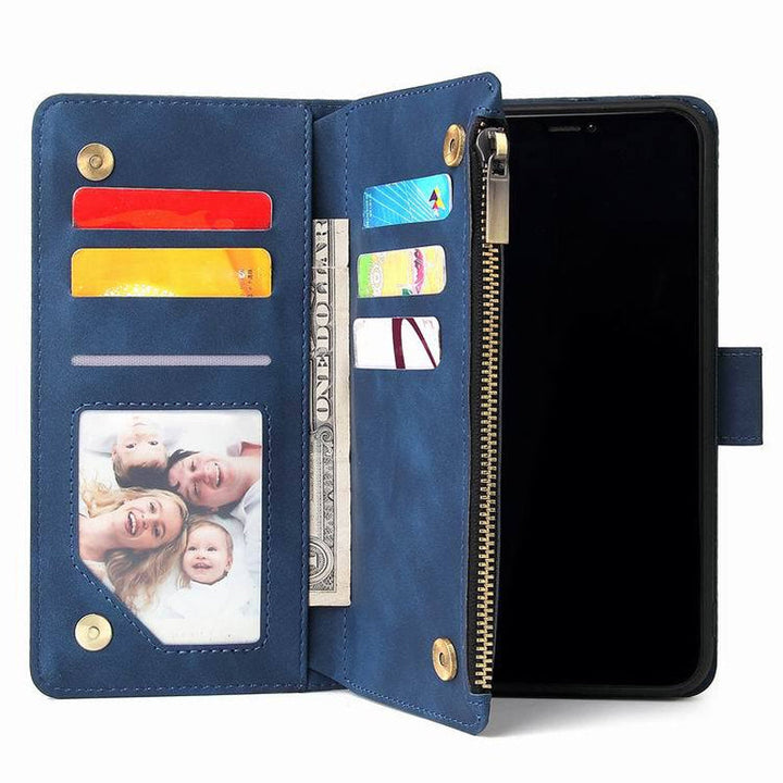 Skanto | Multi-card Glidelås Lomme Lærveske for iPhone