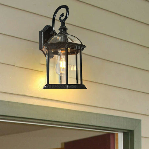 Tradisjonell europeisk vanntett aluminiums glass heksagonal prisme 1-lampe vegglampe for hagen | Skanto