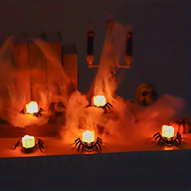 Skanto | ️Halloween Edderkopp Te-lys Spooky Elektrisk Flakkende Kunstige Lys