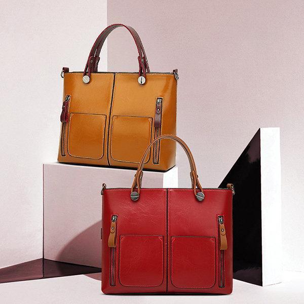 Cera - Dobbel Frontlomme Vintage Tote Håndveske | Skanto