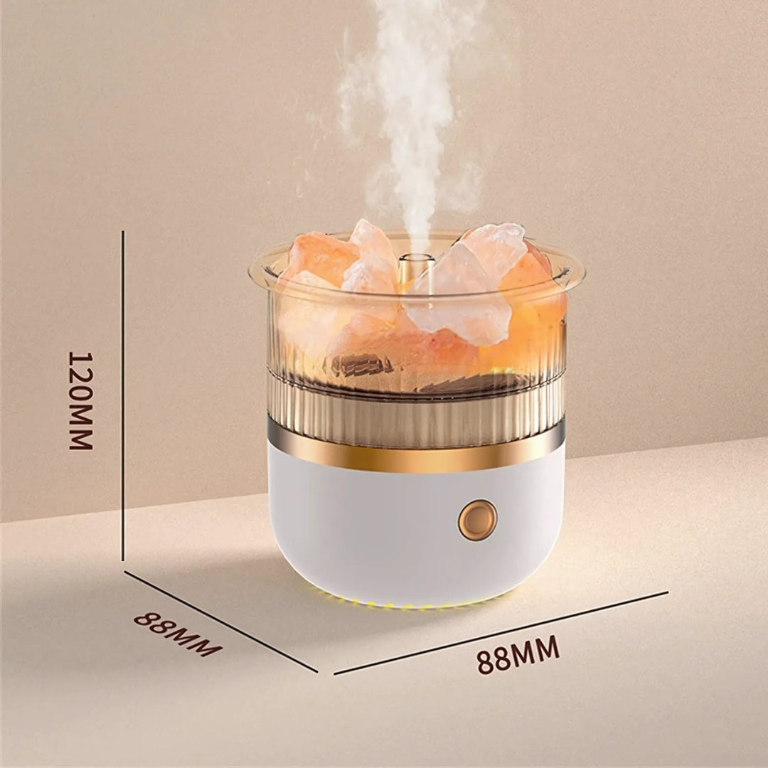 SereniGlow Crystal Salt Fuktighetsgiver | USB Aroma Diffuser – Nattlys & Luftrenser – For Avslapning, Stressreduksjon & Forbedret Luftkvalitet Skanto