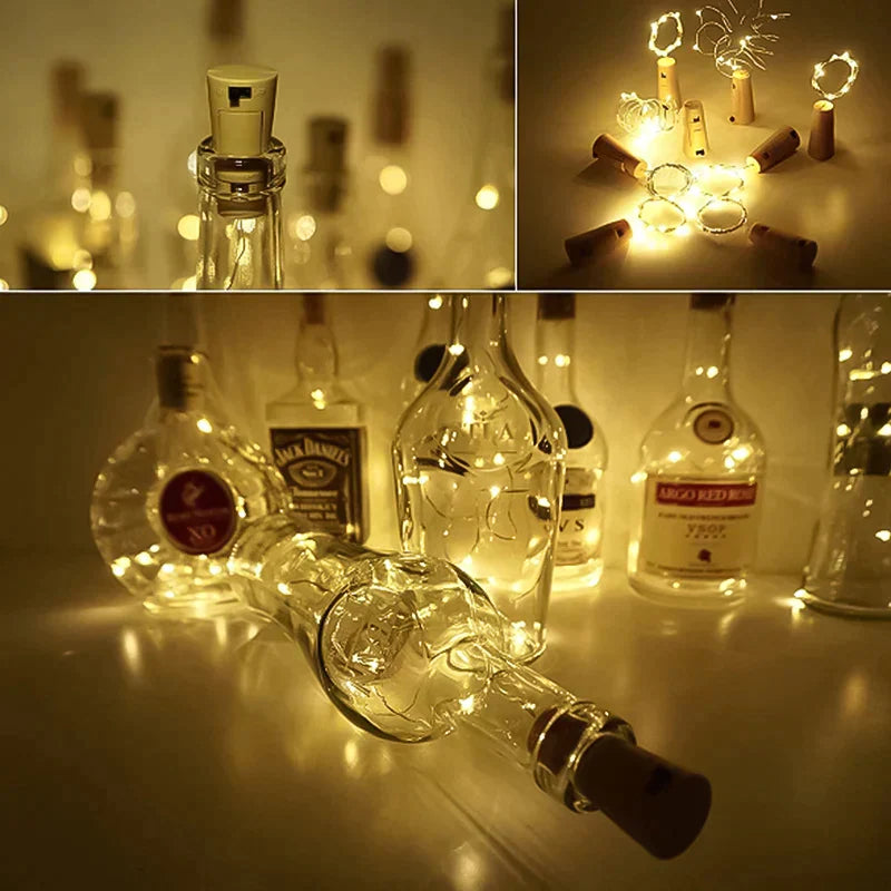 LED Vinflaske Lys Kork Natt Lys DIY Dekor Løft - Stykke | Skanto