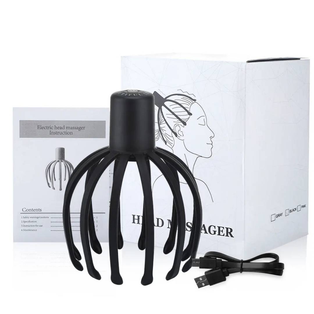 CalmFlow Smart Electric Octopus Hode Massager | Hodebunnsmassasje - Stresslettelse - Forbedret Søvn - Multi-retning Vibrasjons Hode Massager Skanto