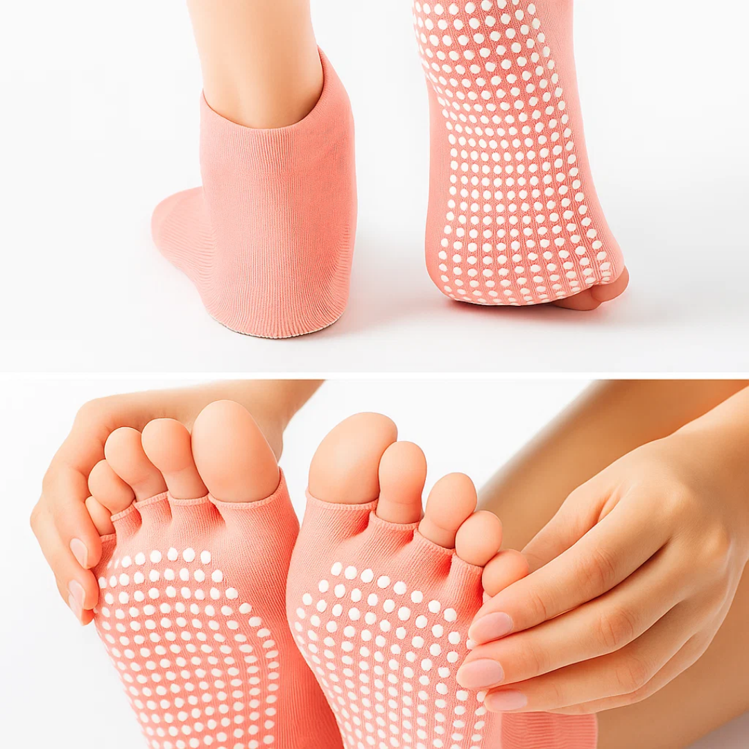 Slip Yoga Grip Socks – Åpen Tå & Pustende – Gummiert Såle for Kvinner – Stabilitet Balanse Komfort i Yoga & Pilates Skanto