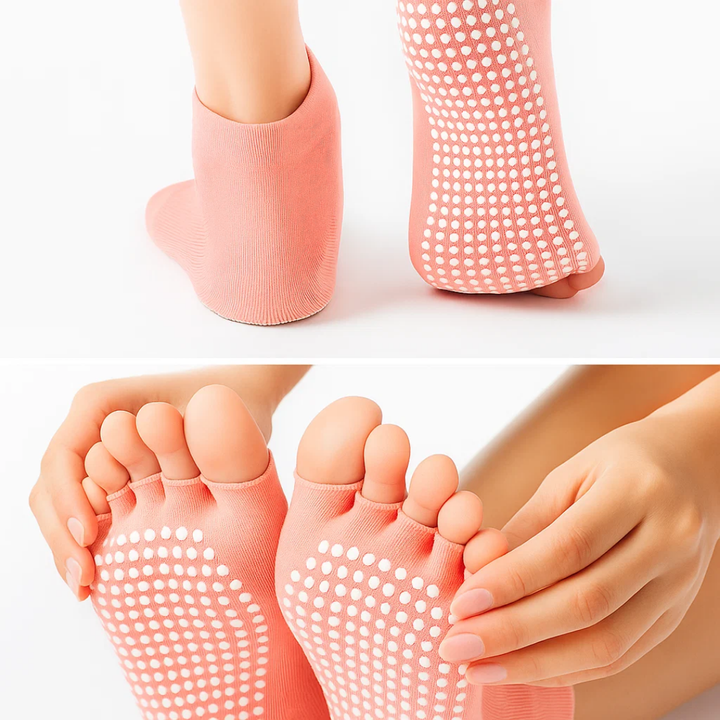 Slip Yoga Grip Socks – Åpen Tå & Pustende – Gummiert Såle for Kvinner – Stabilitet Balanse Komfort i Yoga & Pilates Skanto