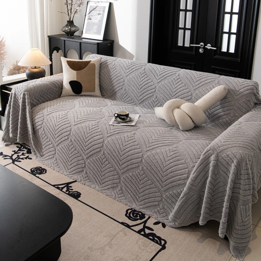 Skanto | Herringbone Leaf Design Fleece Sofa Cover