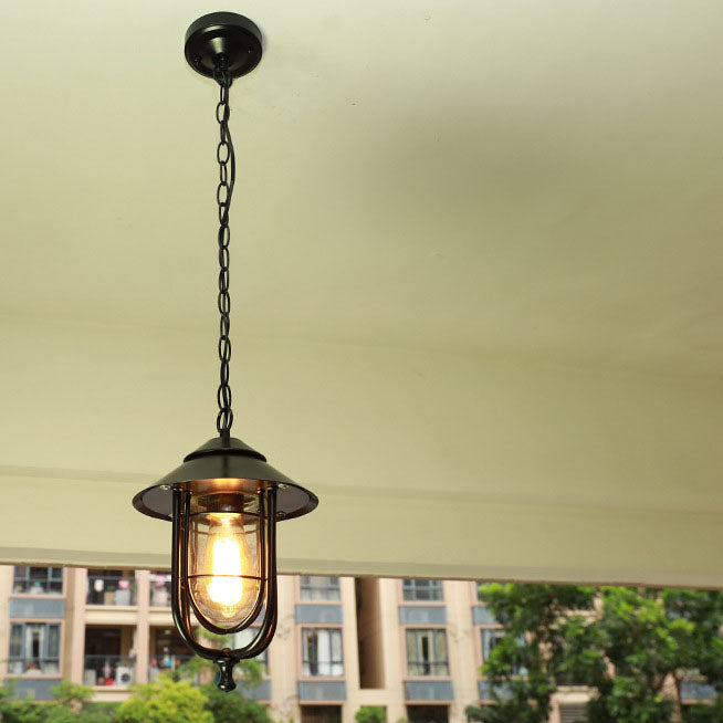 Industriell vintage aluminium bur glass 1-lampe utendørs vanntett pendellampe | Skanto