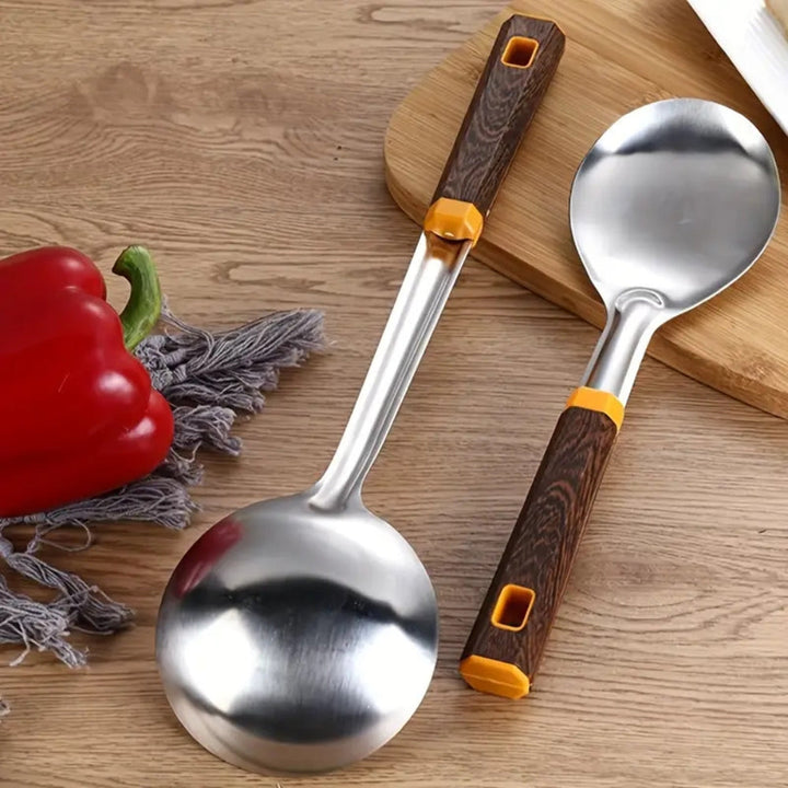 Skanto | Wood Grain Rustfritt Stål Kjøkkenutstyr | 6pcs Sett