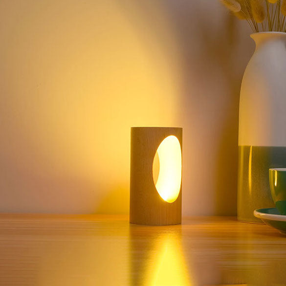 Skanto | Japansk heltre rektangulær søyle LED nattlampe USB bordlampe