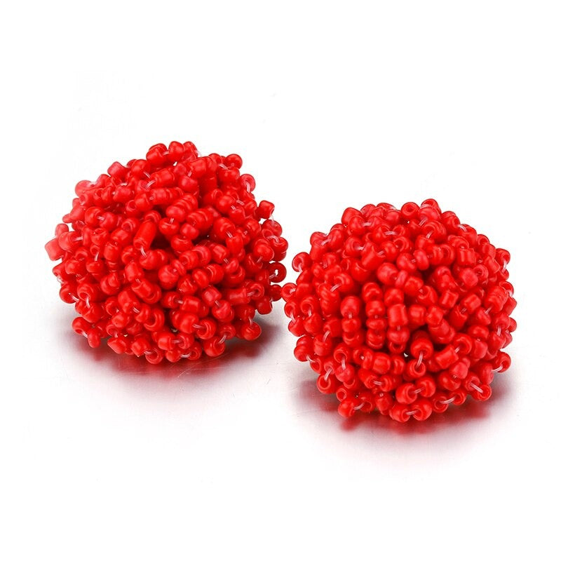 Skanto | Lys og morsom håndlaget multicolor perle pompom stud øredobber