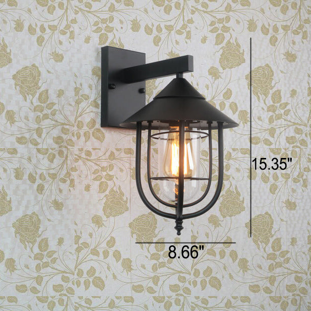 Vintage industriell jern lanterne innendørs utendørs 1-lys vegglampe | Skanto