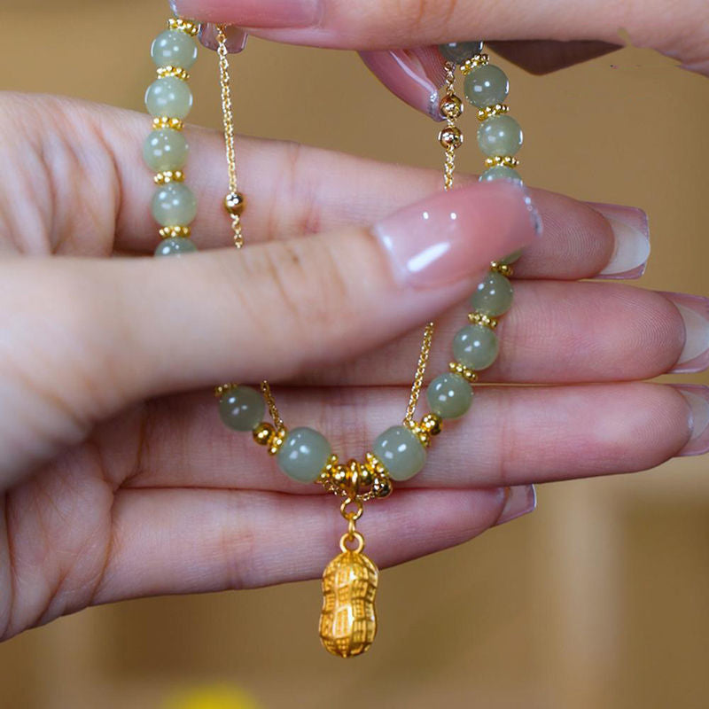 Skanto | Double Chain Natural Jade Bracelet