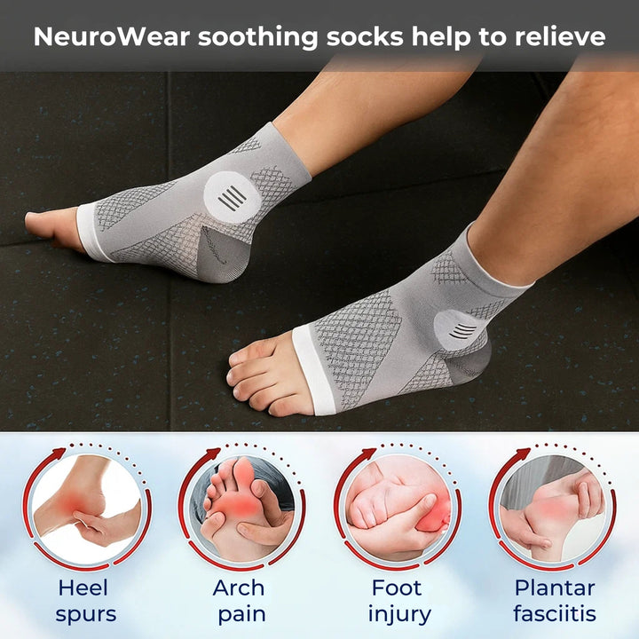 Neurowear | Nevropati Kompresjonsokker – Graduert 20–31 mmHg – Pustende Tåfri Design – Helgedagslindring for Hevelse Fotsål Bøyle