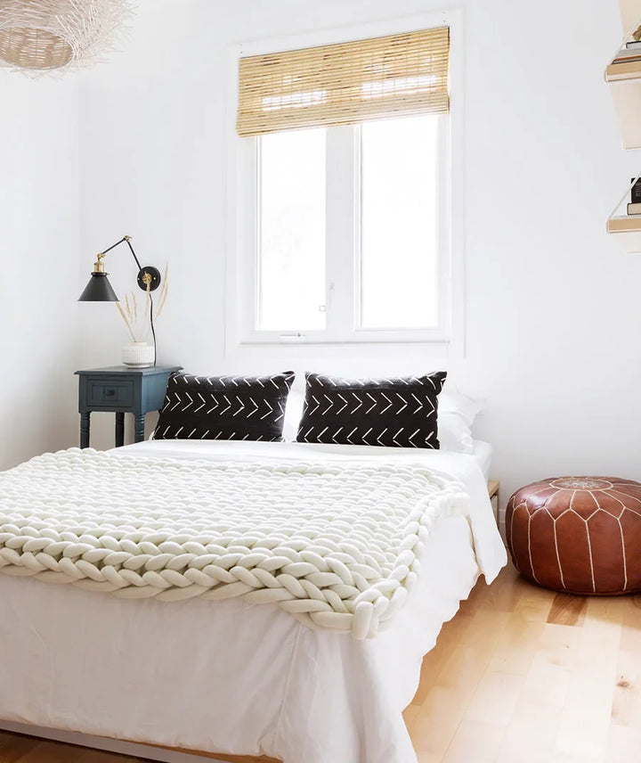 Chunky Knit Throw Håndlaget Vektet Teppe - SUPER KOSY & BEROLIGENDE TEPPE Skanto