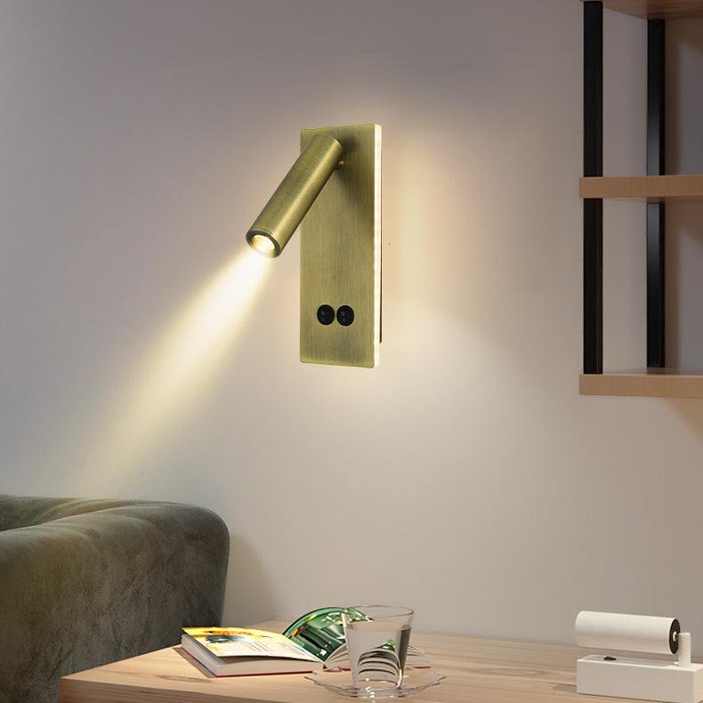 Skanto | Moderne Minimalistisk Rektangulær Rund Jern Aluminium LED Vegglampe For Soverom