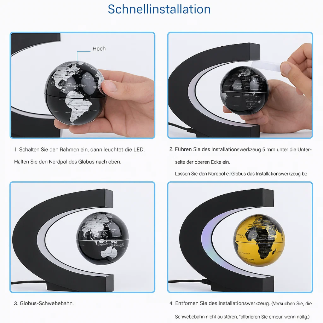 Skanto | AstroGlobe LED Verdens Globe – Flytende Globe Lampe med Magnetisk Oppheng