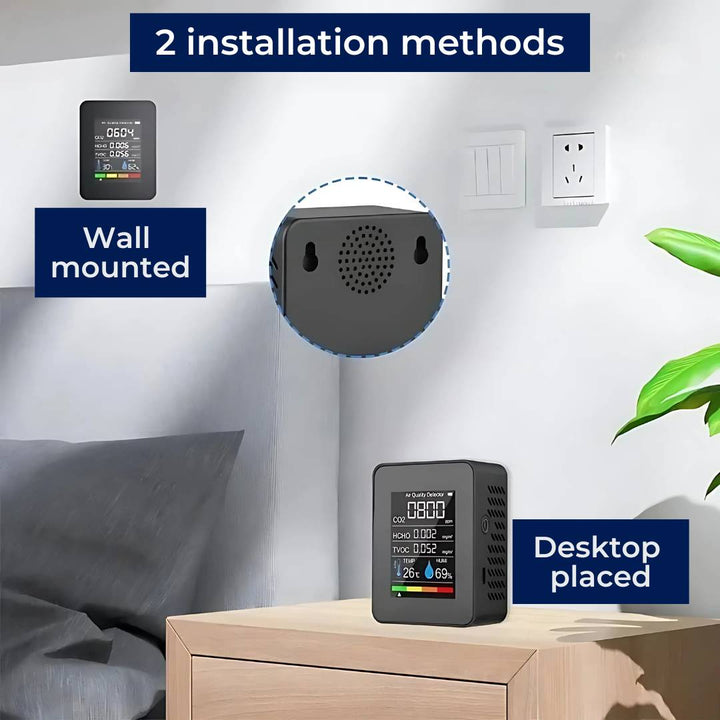AirSense Pro CO2 Karbondioksidmåler Luftkvalitetsdetektor | Sanntidsvarsler - Luftkvalitetsmåler - for Rent Luft Skanto
