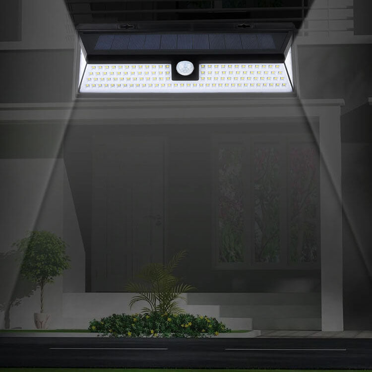 Moderne svart rektangulær menneskelig sensor solvarmvanntett utendørs hage LED vegglampe | Skanto