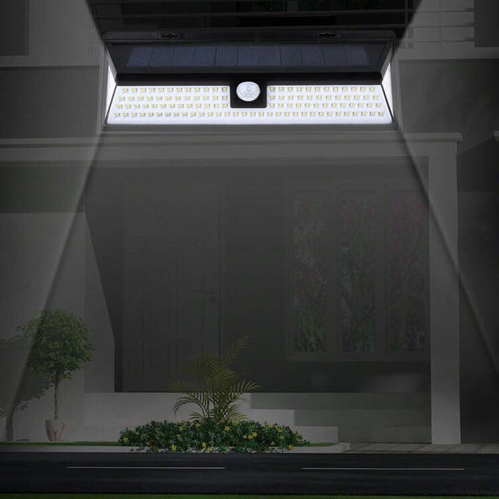 Moderne svart rektangulær menneskelig sensor solvarmvanntett utendørs hage LED vegglampe | Skanto