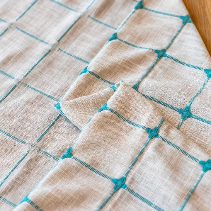 Skanto | Turkis Rutenett Boho Frynse Gardin