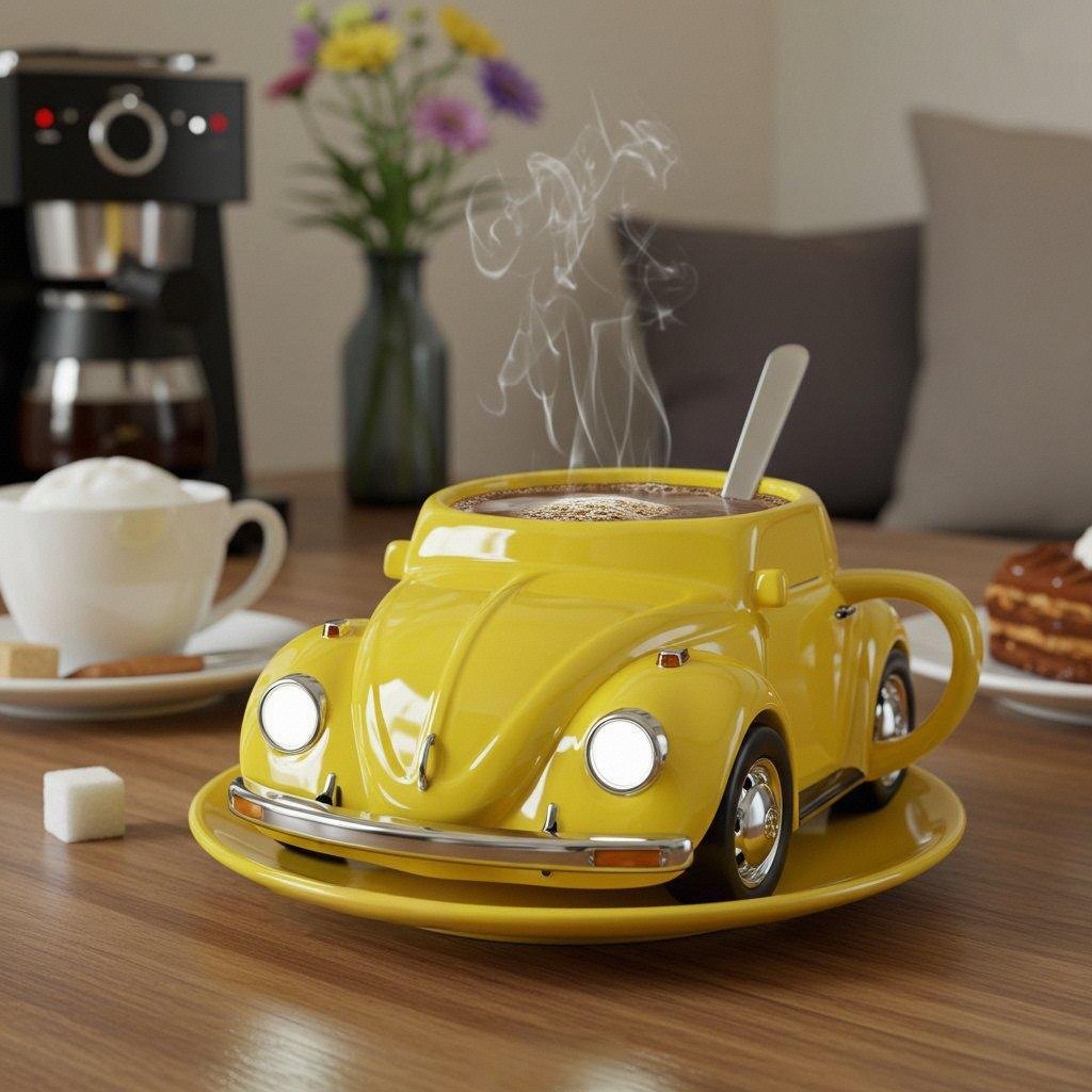 RetroAuto Keramikkopp – Unik 3D-design for kaffe og te | Skanto