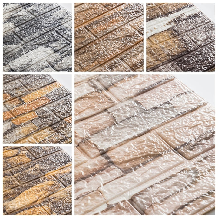 10 stk 3D Mursteinmønster Vanntett Selvklebende Tapet | Skanto