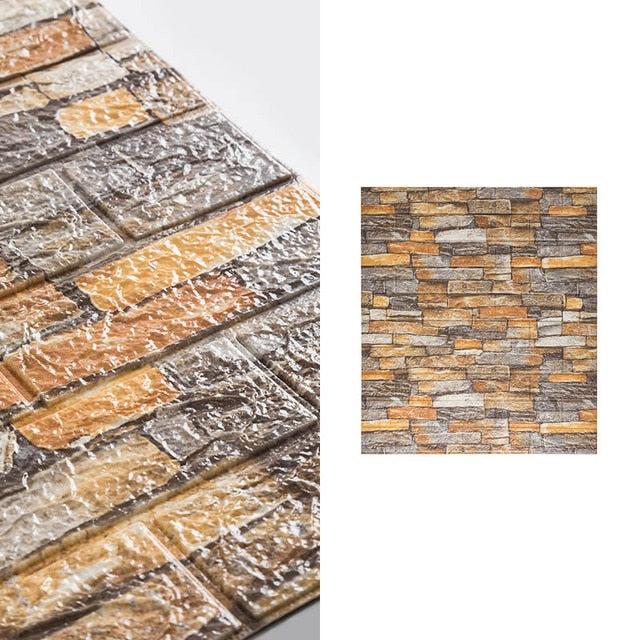 10 stk 3D Mursteinmønster Vanntett Selvklebende Tapet | Skanto