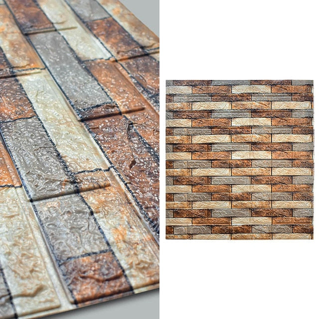 10 stk 3D Mursteinmønster Vanntett Selvklisende Tapet | Skanto